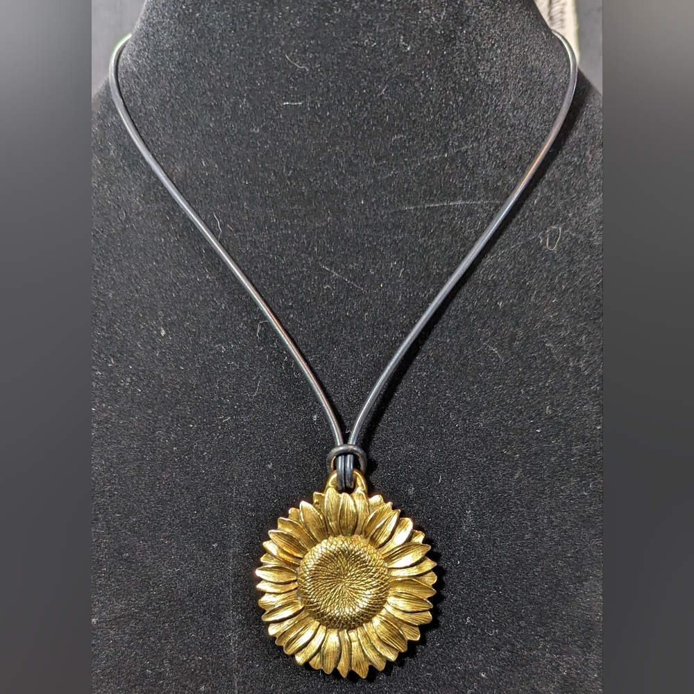 1993 Danforth Pewter gold washed sunflower pendant